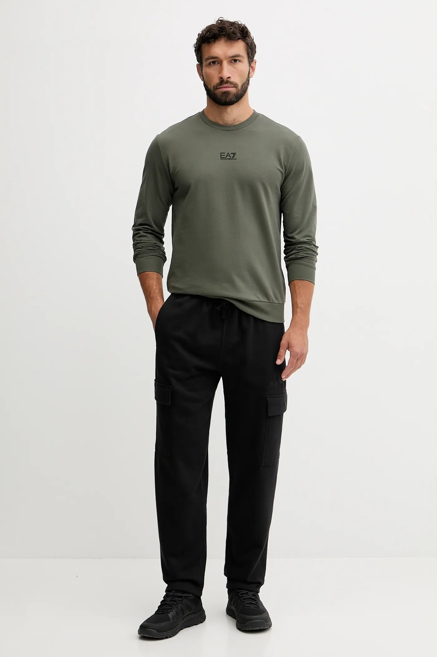 Хлопковая кофта EA7 Emporio Armani цвет чёрный однотонная PJVRZ.8NPM30 Хлопковая кофта EA7 Emporio Armani цвет чёрный однотонная PJVRZ.8NPM30