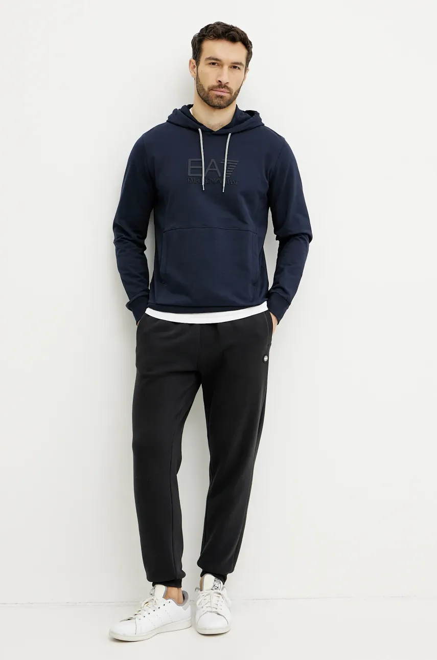Кофта EA7 Emporio Armani мужская цвет синий с капюшоном с принтом AF13512.7M000230 Кофта EA7 Emporio Armani мужская цвет синий с капюшоном с принтом AF13512.7M000230