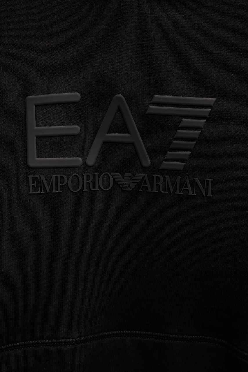 Кофта EA7 Emporio Armani чоловіча колір чорний з капюшоном з принтом AF13512.7M000230 