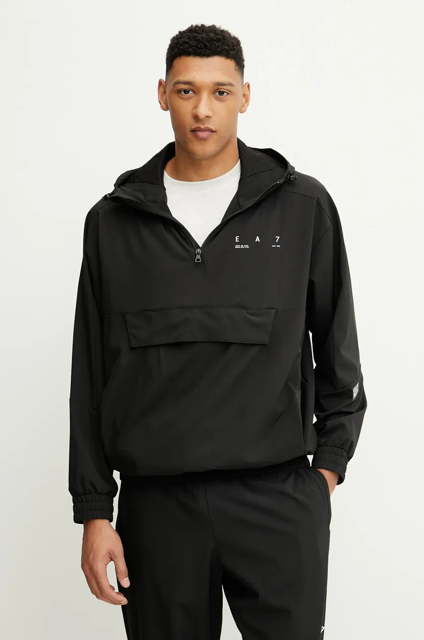 Levně Bunda EA7 Emporio Armani černá barva, přechodná, AF13417.7M000114