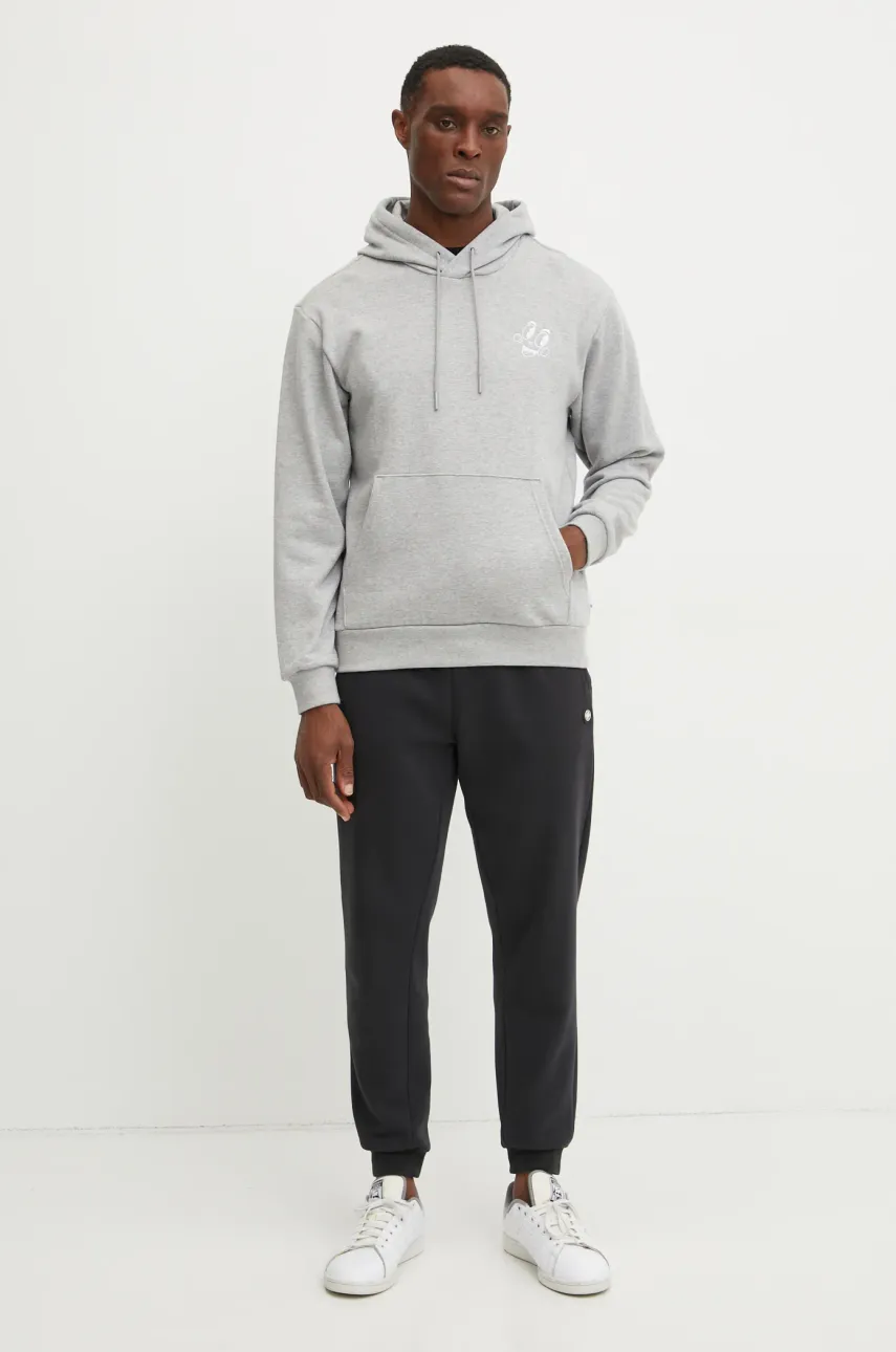 Хлопковая кофта adidas Originals MBN HOODIE мужская цвет серый с капюшоном с принтом JP0979 Хлопковая кофта adidas Originals MBN HOODIE мужская цвет серый с капюшоном с принтом JP0979