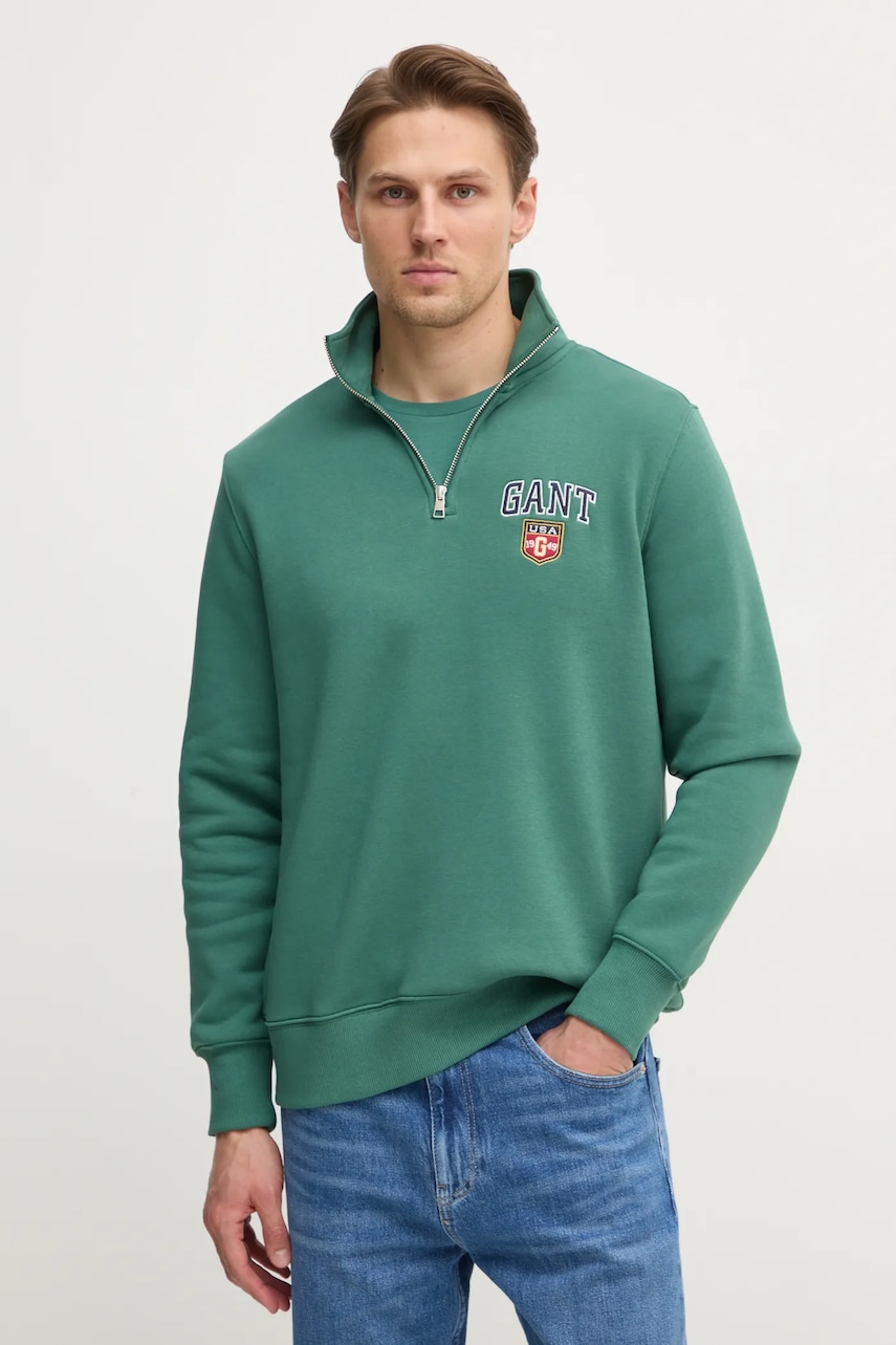 Gant bluză bărbați, culoarea verde, cu imprimeu, 2044006