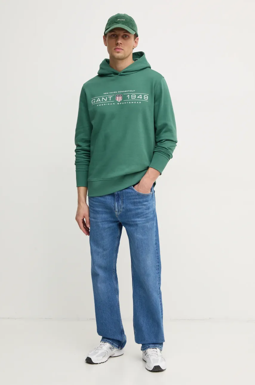 Кофта Gant мужская цвет зелёный с капюшоном с принтом 2044014 Кофта Gant мужская цвет зелёный с капюшоном с принтом 2044014