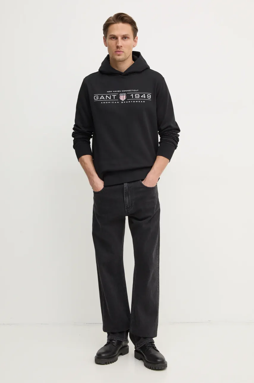 Кофта Gant мужская цвет чёрный с капюшоном с принтом 2044014 Кофта Gant мужская цвет чёрный с капюшоном с принтом 2044014