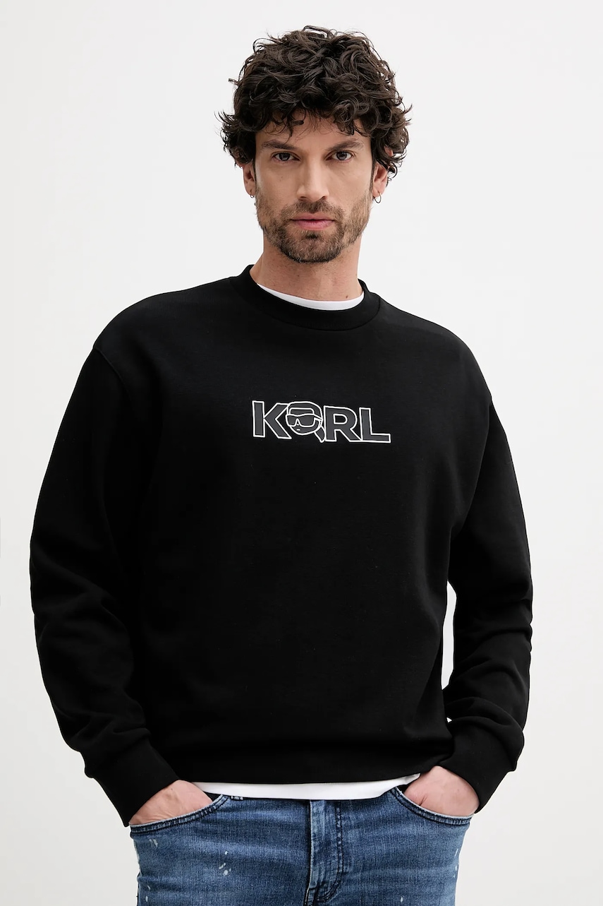 Karl Lagerfeld bluză culoarea negru, cu imprimeu, 552900.705125