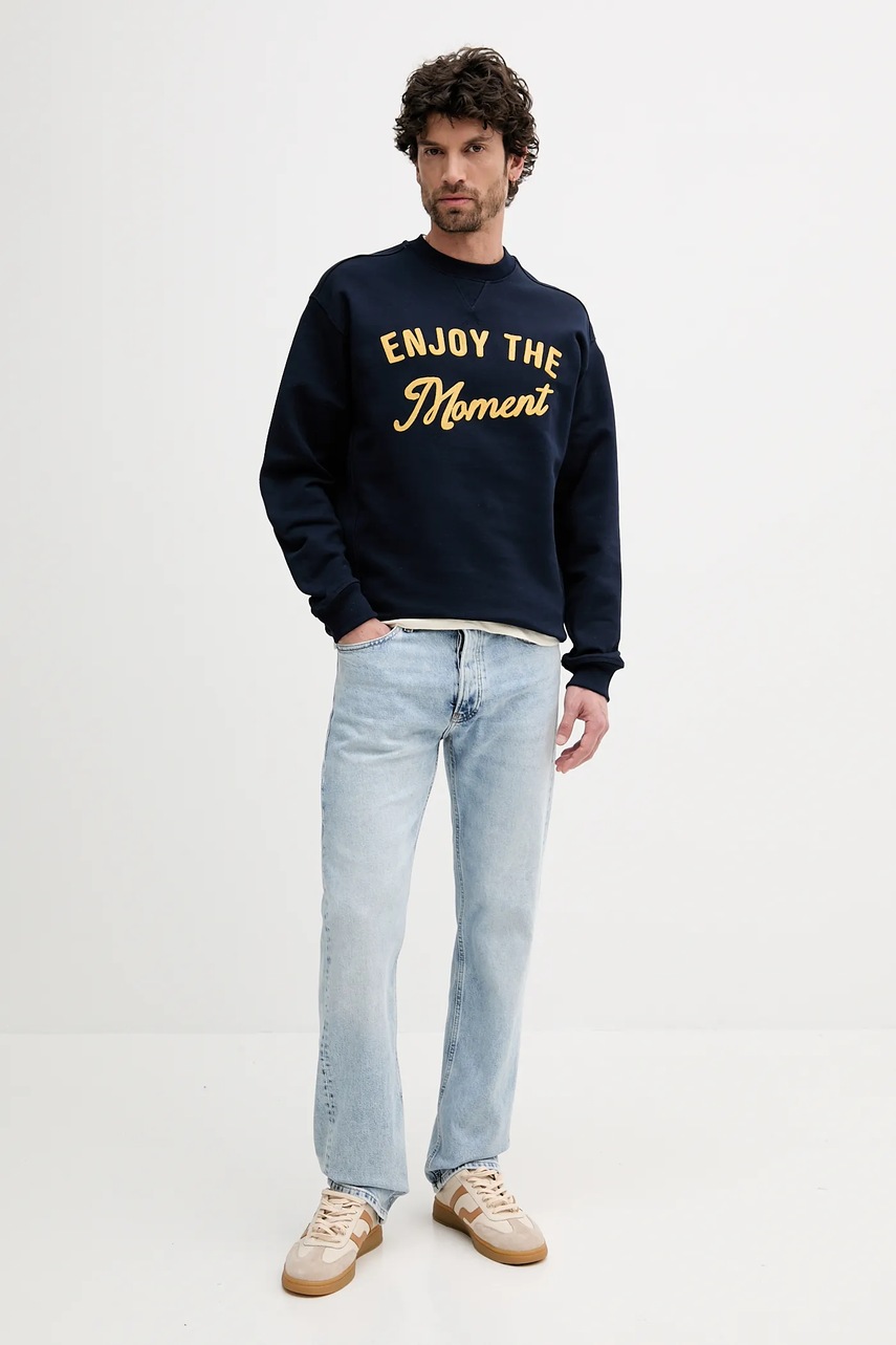 Хлопковая кофта United Colors of Benetton цвет синий с аппликацией 3NWZU109W