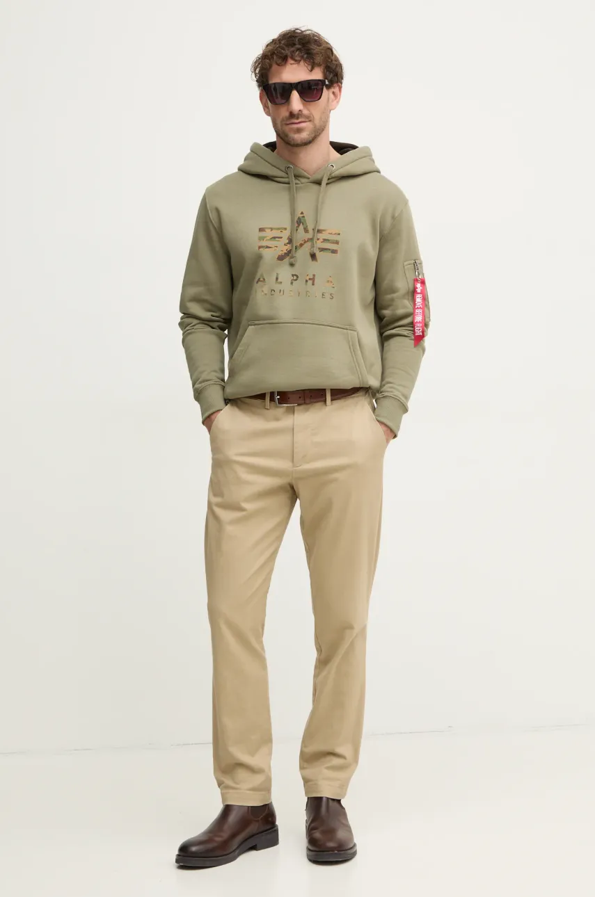 Кофта Alpha Industries мужская цвет зелёный с капюшоном с принтом 146337 Кофта Alpha Industries мужская цвет зелёный с капюшоном с принтом 146337