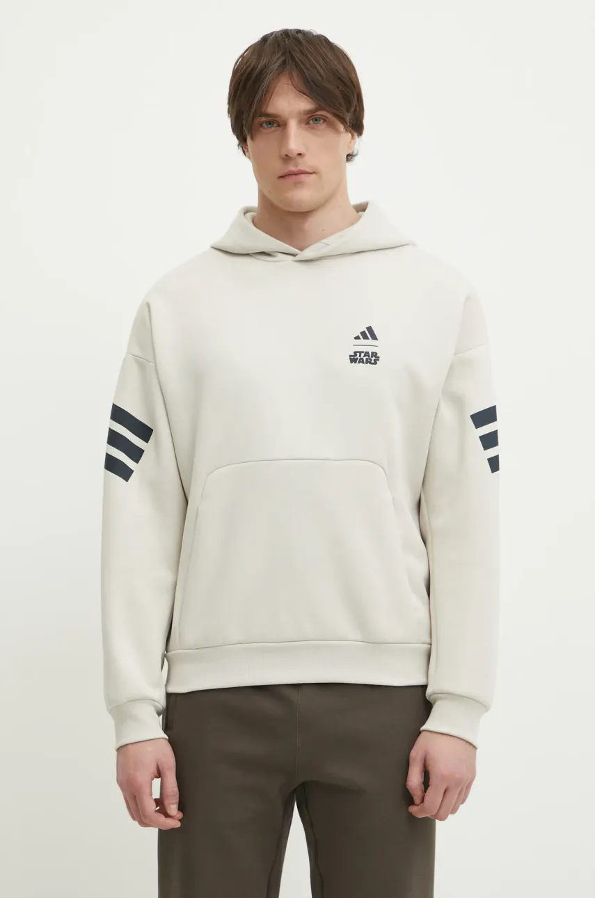 adidas bluza x Mandalorian barbati, culoarea bej, cu glugă, cu imprimeu, JI5719