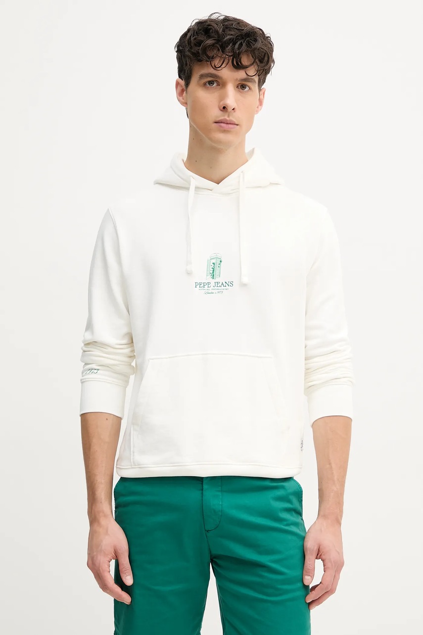 Pepe Jeans pamut melegítőfelső DOMINIC HOODIE fehér, férfi, nyomott mintás, kapucnis, PM582830 termék 2. képe