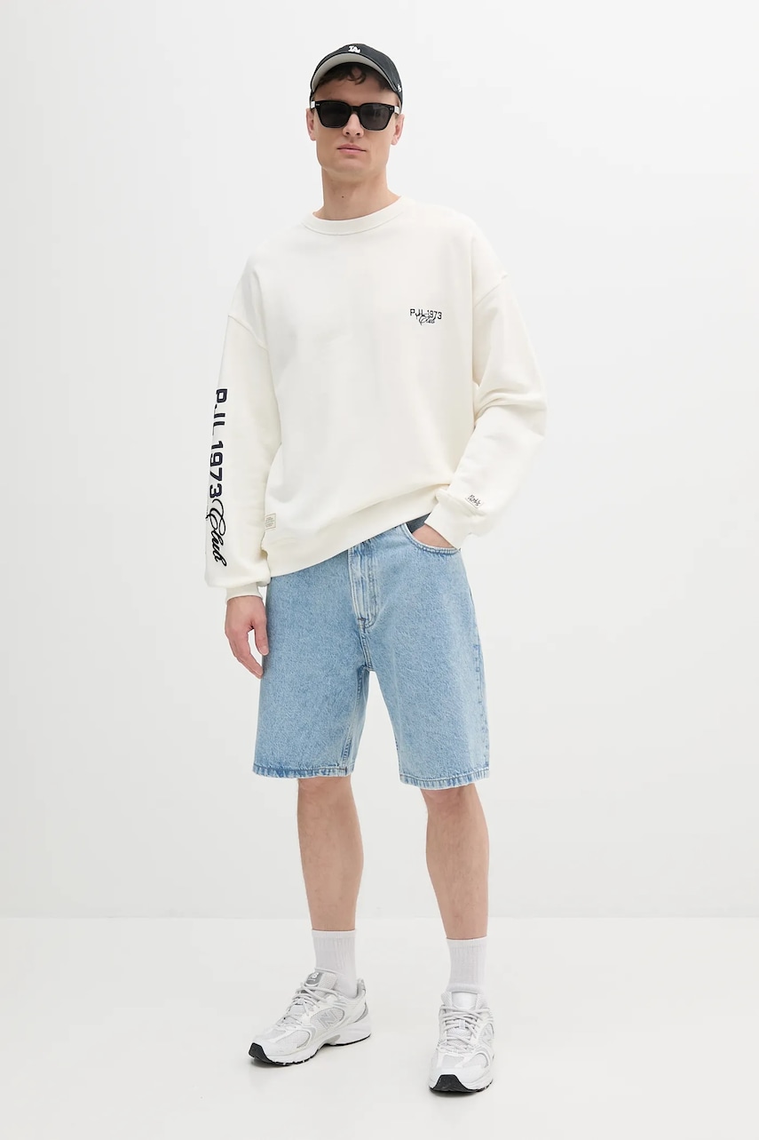 Хлопковая кофта Pepe Jeans COLVILLE CREW цвет бежевый с аппликацией PM582841 Хлопковая кофта Pepe Jeans COLVILLE CREW цвет бежевый с аппликацией PM582841