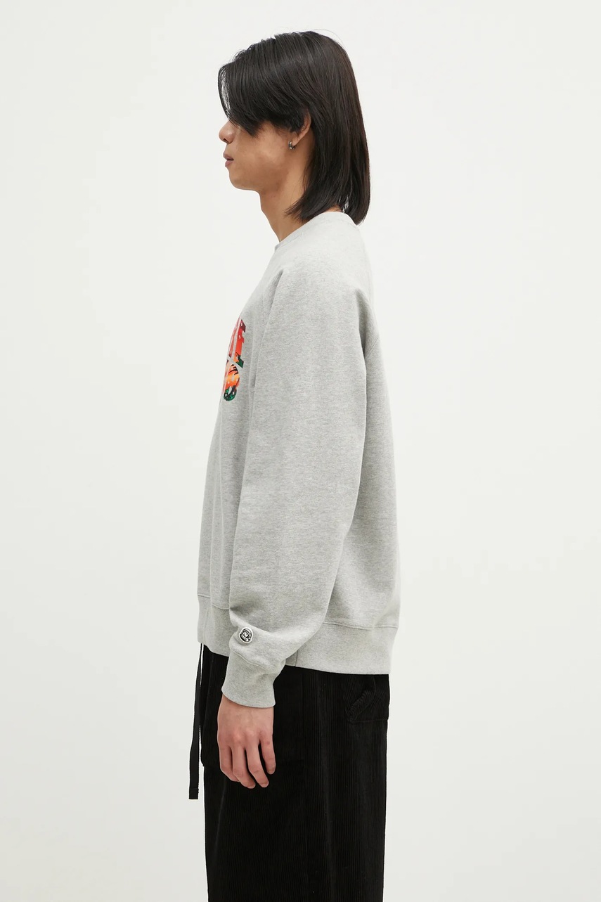 Хлопковая кофта Billionaire Boys Club Tropical Island Fill Arch Logo Crewneck мужская цвет серый с принтом B24439