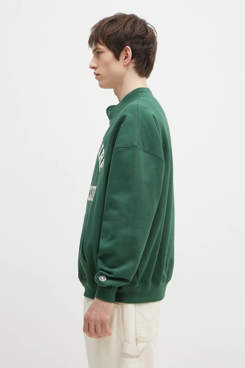 Хлопковая кофта Billionaire Boys Club Stand Collar Sweatshirt мужская цвет зелёный с принтом B24444