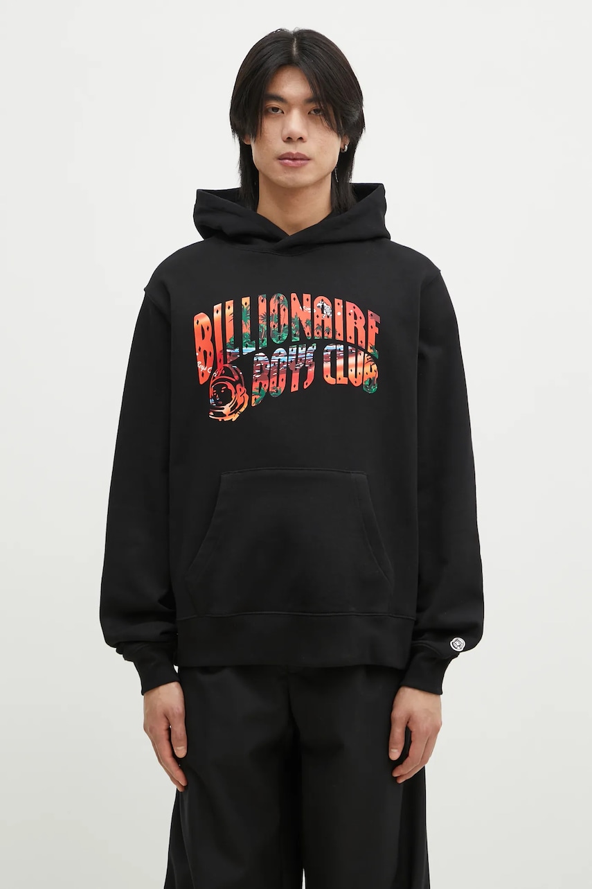 Billionaire Boys Club hanorac de bumbac Tropical Island Fill Arch Logo Popover barbati, culoarea negru, cu gluga, cu imprimeu, B24446