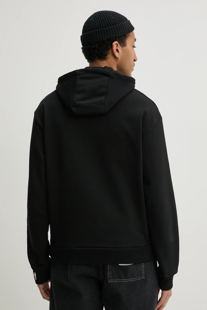 Βαμβακερή μπλούζα Iceberg χρώμα: μαύρο, με κουκούλα, E60A 6334 φωτογραφία