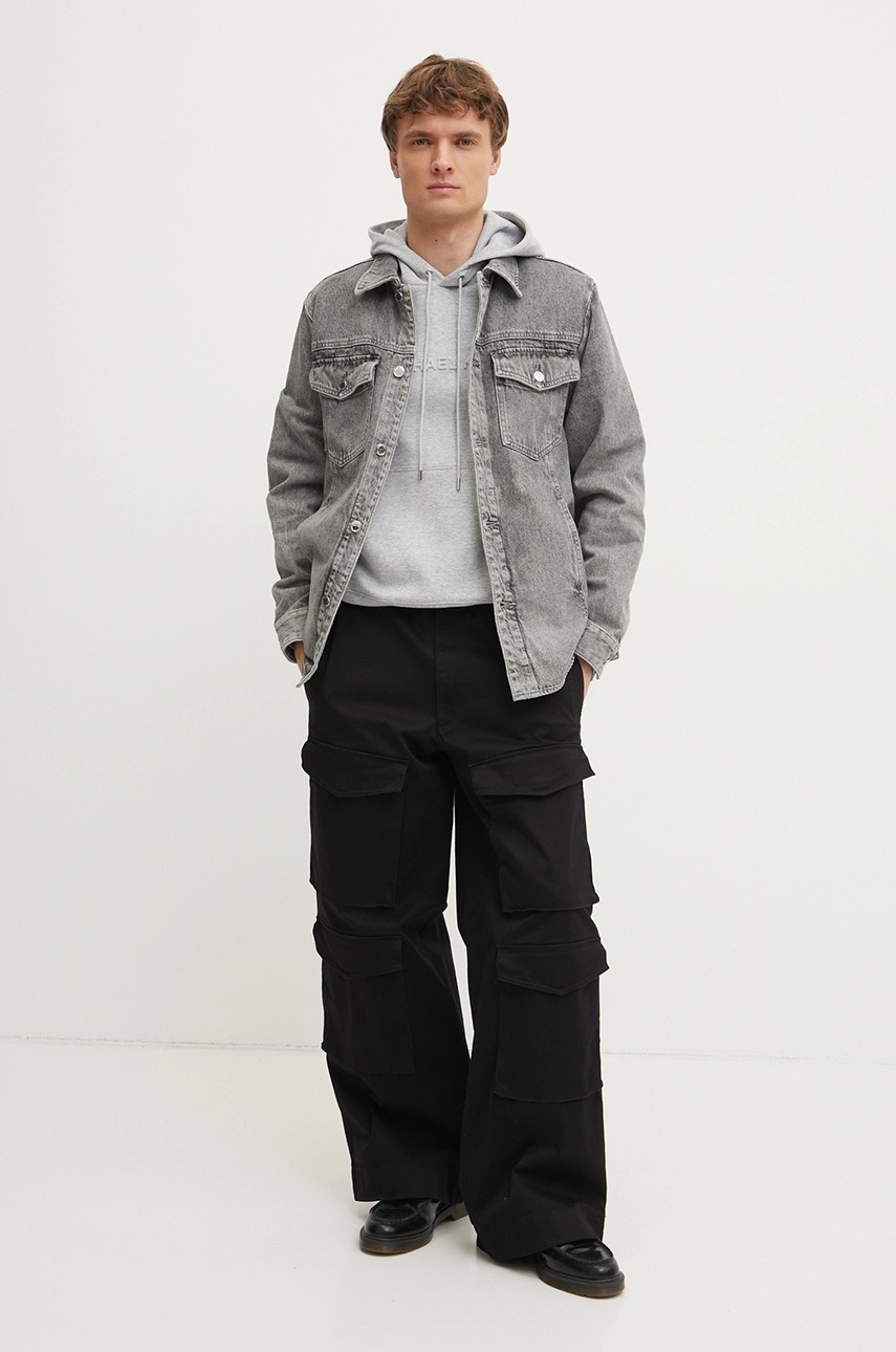 Кофта Michael Kors мужская цвет серый с капюшоном с аппликацией CR552G25MF Кофта Michael Kors мужская цвет серый с капюшоном с аппликацией CR552G25MF