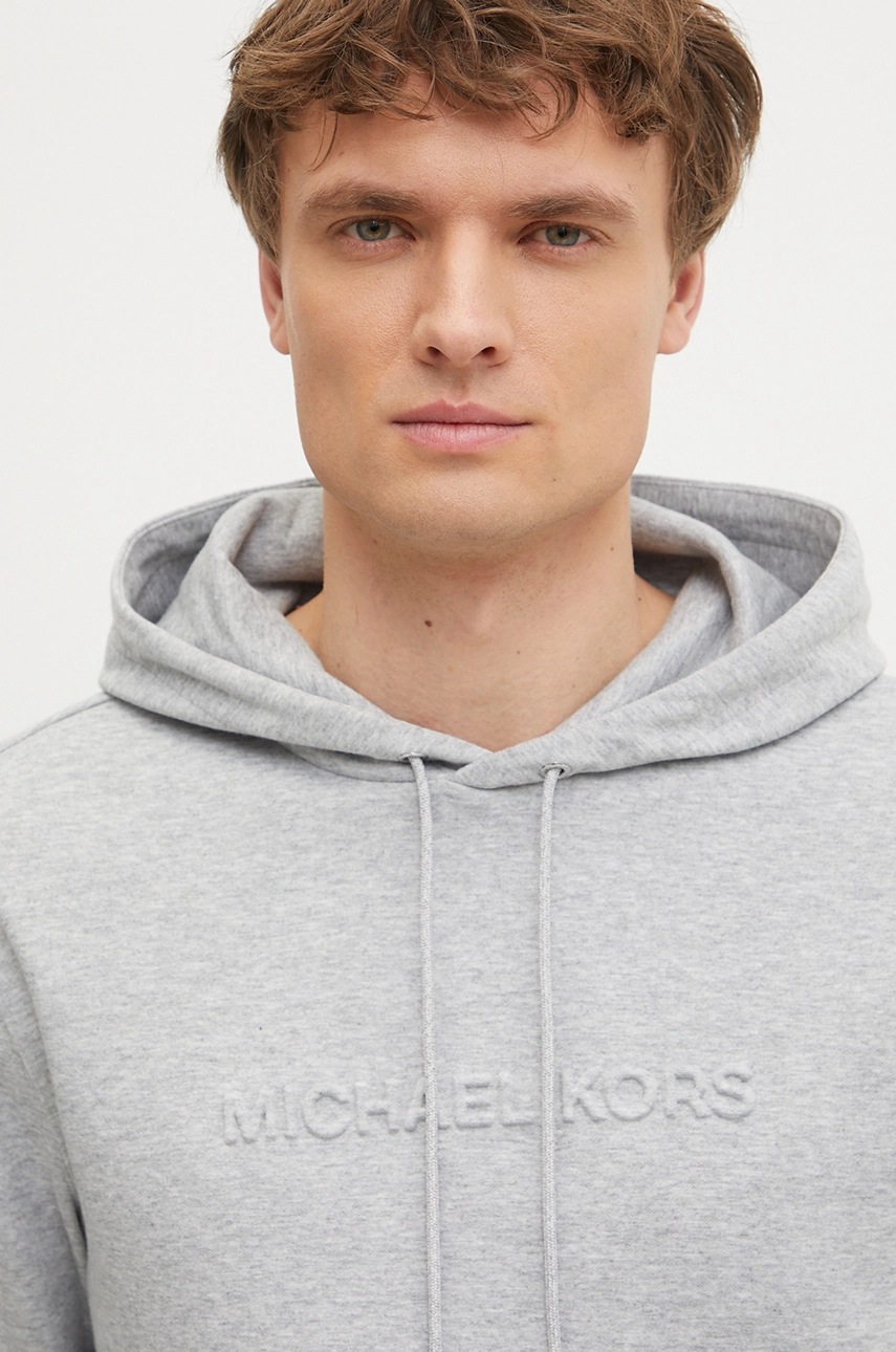 Μπλούζα Michael Kors χρώμα: γκρι, με κουκούλα, CR552G25MF φωτογραφία