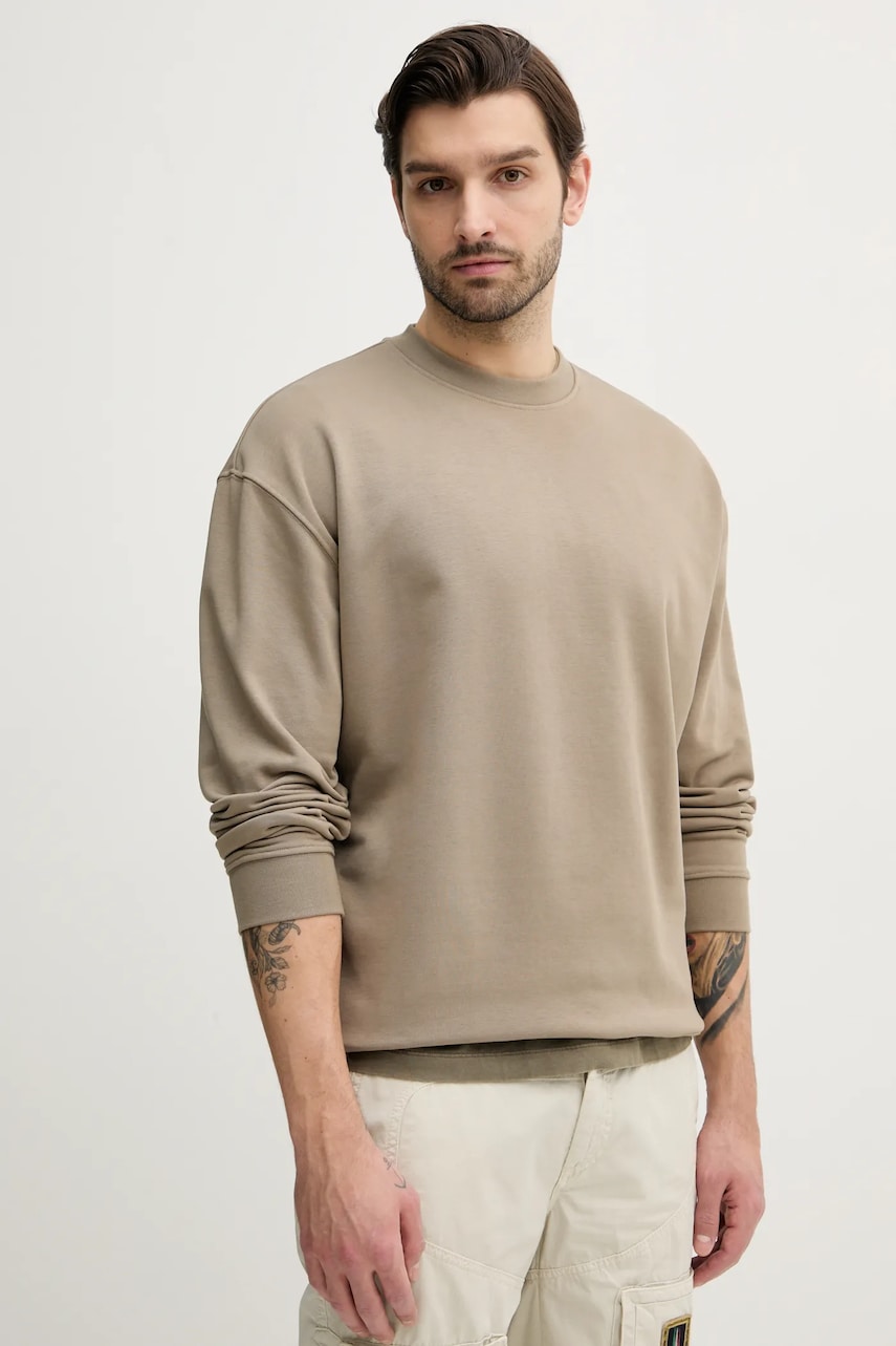 Lindbergh bluza barbati, culoarea verde, neted, 30-705150A