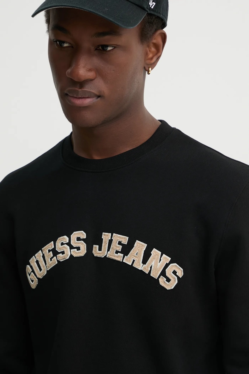 Кофта Guess Jeans чоловіча колір чорний з аплікацією M5RQ41 KCPR1 