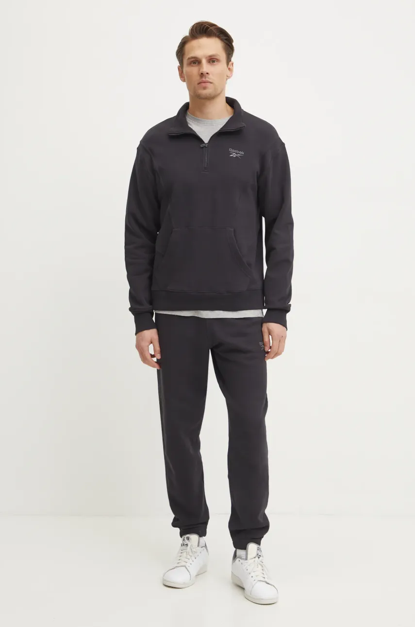 Хлопковая кофта Reebok Classic мужская цвет чёрный с аппликацией 100214081 Хлопковая кофта Reebok Classic мужская цвет чёрный с аппликацией 100214081