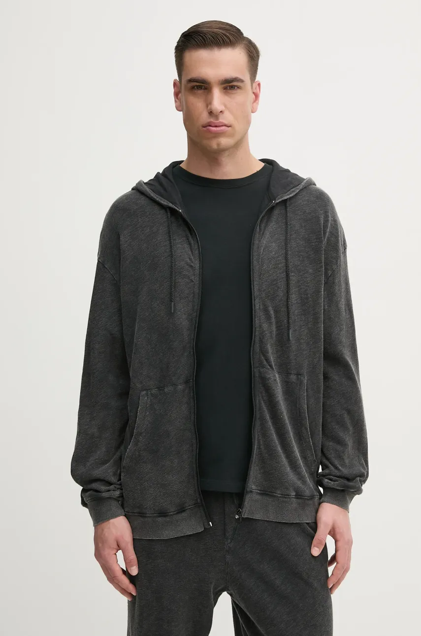 American Vintage hanorac de bumbac bărbați, culoarea gri, cu glugă, melanj, MSON03AGE25