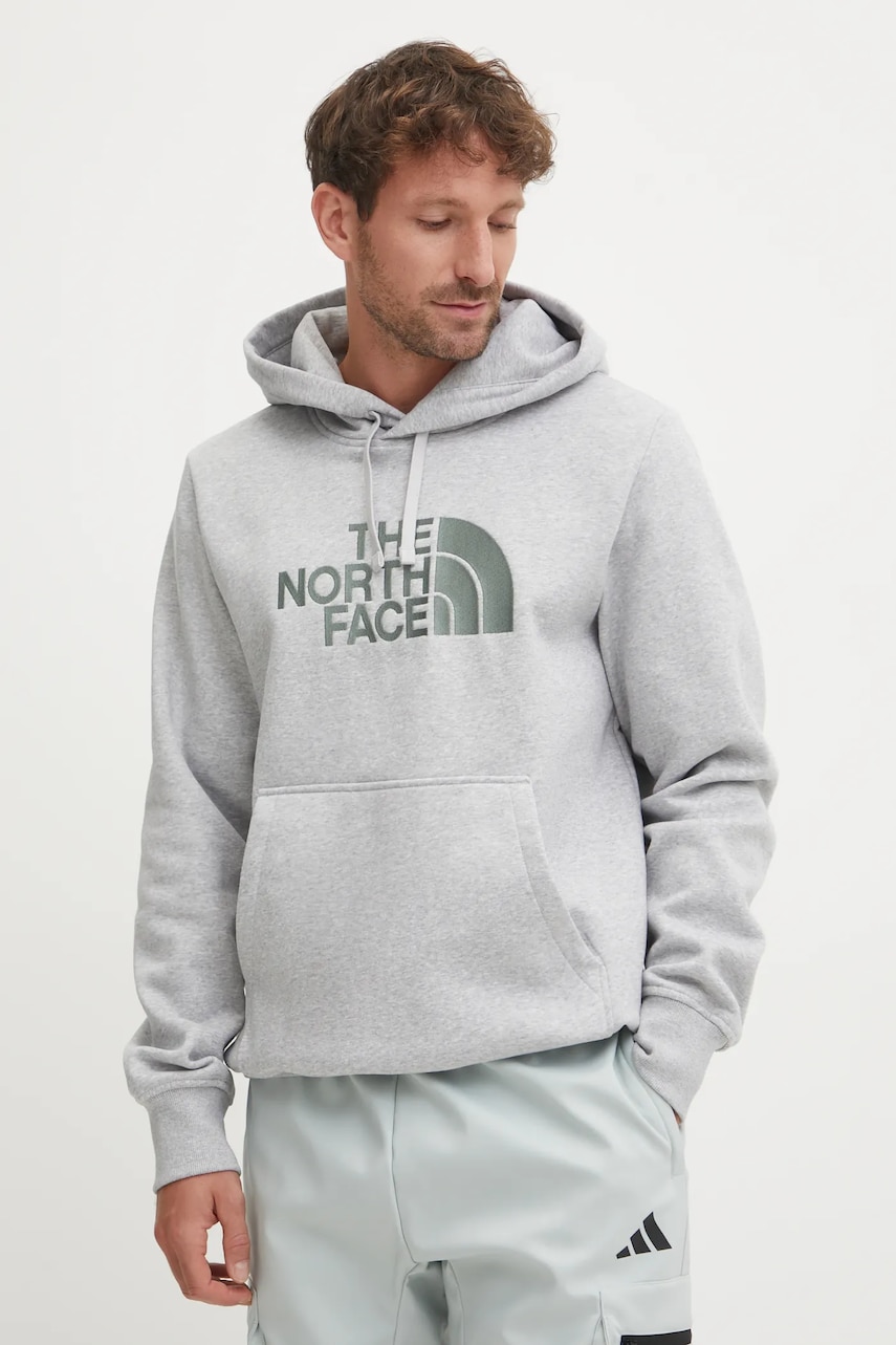 The North Face bluza Drew Peak barbati, culoarea gri, cu glugă, melanj, NF0A89EMB4T1 The North Face bluza Drew Peak barbati, culoarea gri, cu glugă, melanj, NF0A89EMB4T1