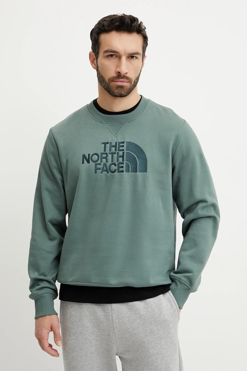 The North Face bluza Drew Peak barbati, culoarea verde, cu imprimeu, NF0A89EK58S1 The North Face bluza Drew Peak barbati, culoarea verde, cu imprimeu, NF0A89EK58S1