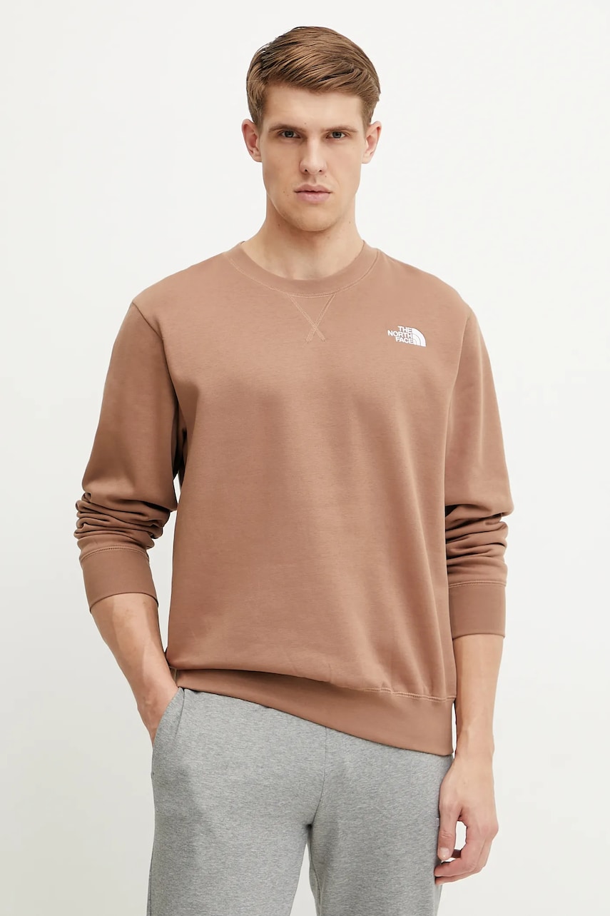 The North Face bluza Essential barbati, culoarea maro, cu imprimeu, NF0A89ET6IH1 The North Face bluza Essential barbati, culoarea maro, cu imprimeu, NF0A89ET6IH1