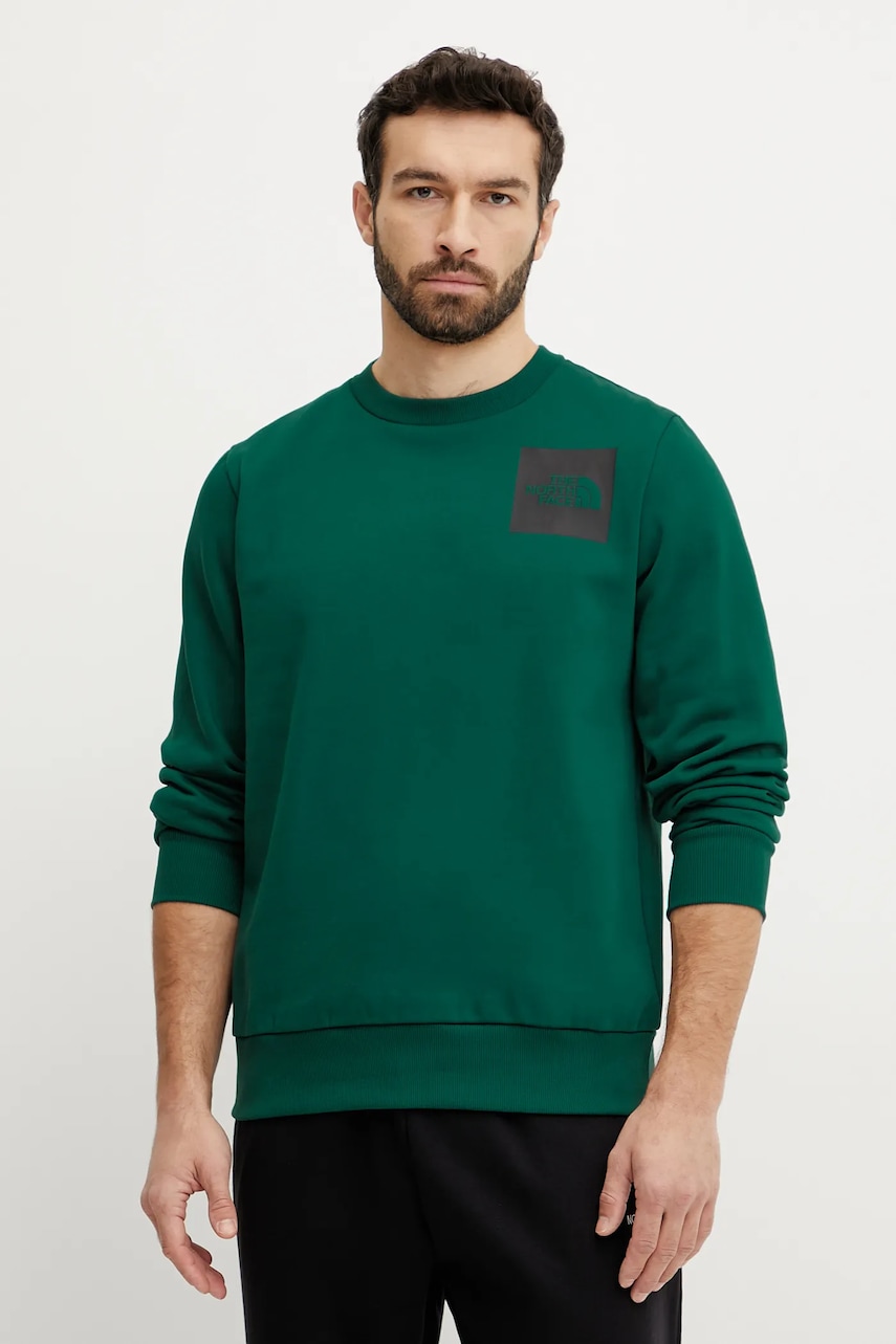 The North Face bluza Fine barbati, culoarea verde, cu imprimeu, NF0A89EV6GI1 The North Face bluza Fine barbati, culoarea verde, cu imprimeu, NF0A89EV6GI1