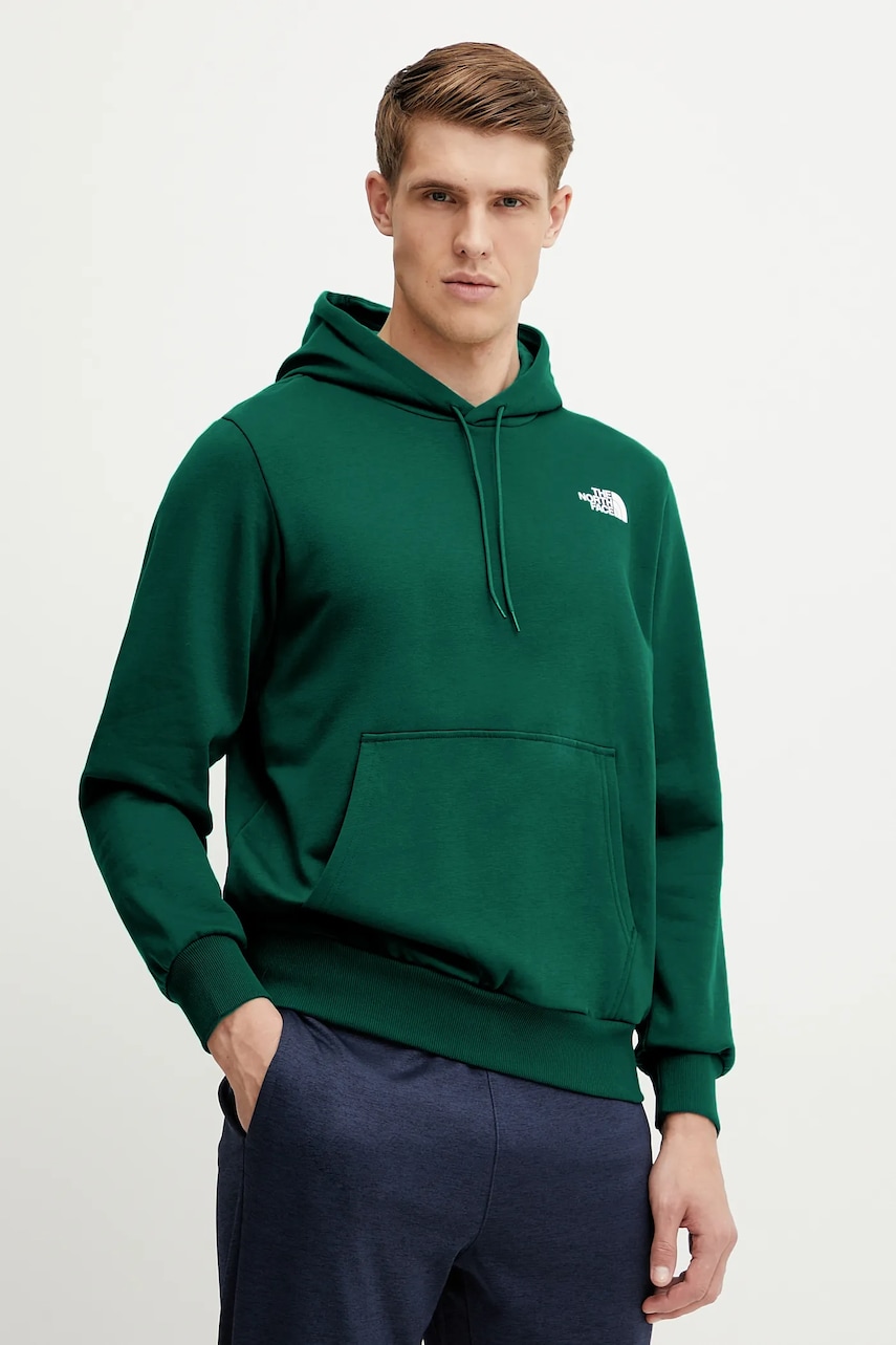 The North Face bluză Simple Dome bărbați, culoarea verde, cu glugă, cu imprimeu, NF0A89FC6GI1 The North Face bluză Simple Dome bărbați, culoarea verde, cu glugă, cu imprimeu, NF0A89FC6GI1