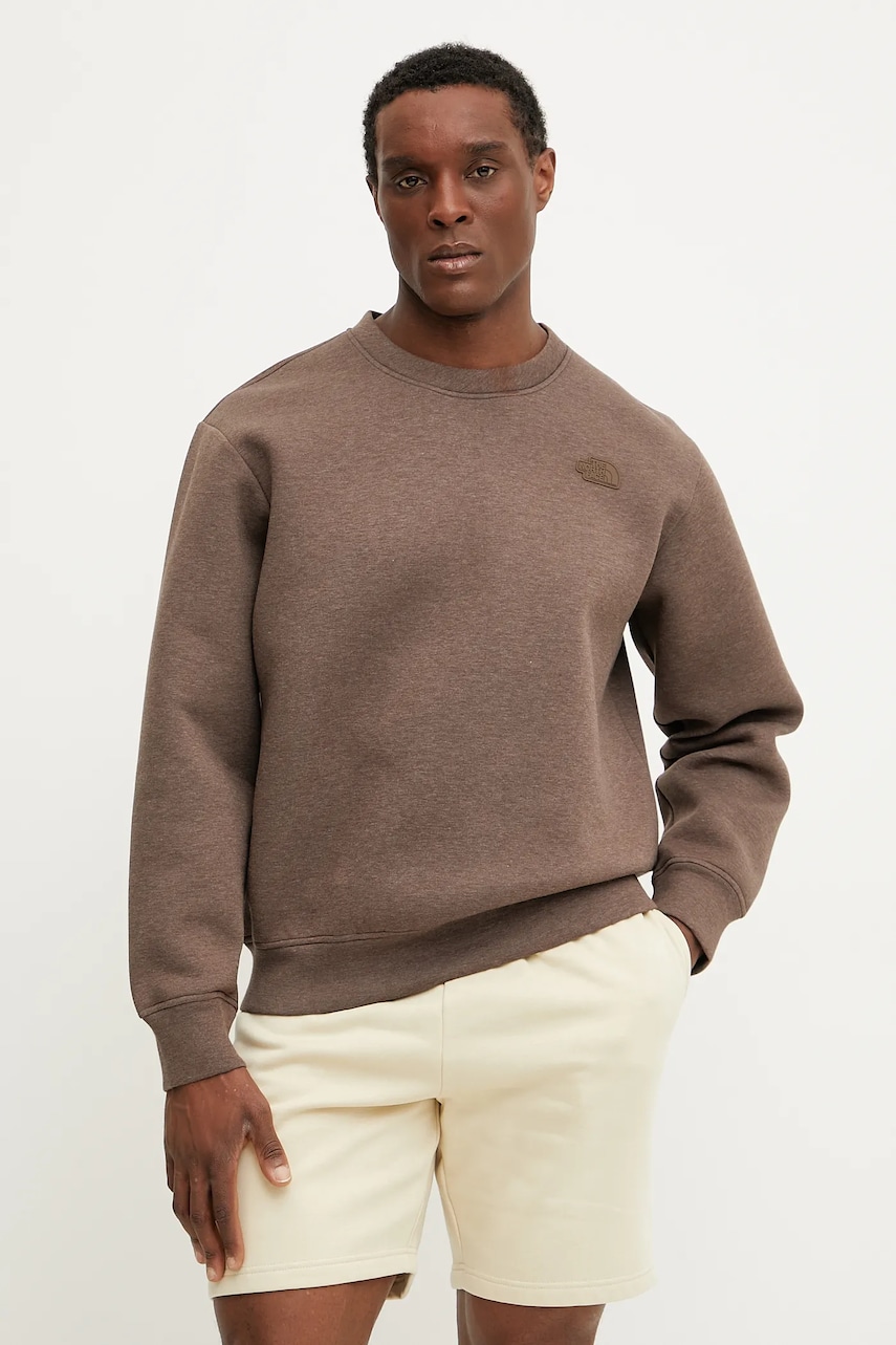 The North Face bluza Crew Neck Sweatshirt barbati, culoarea maro, melanj, NF0A8AMA2QI1 The North Face bluza Crew Neck Sweatshirt barbati, culoarea maro, melanj, NF0A8AMA2QI1