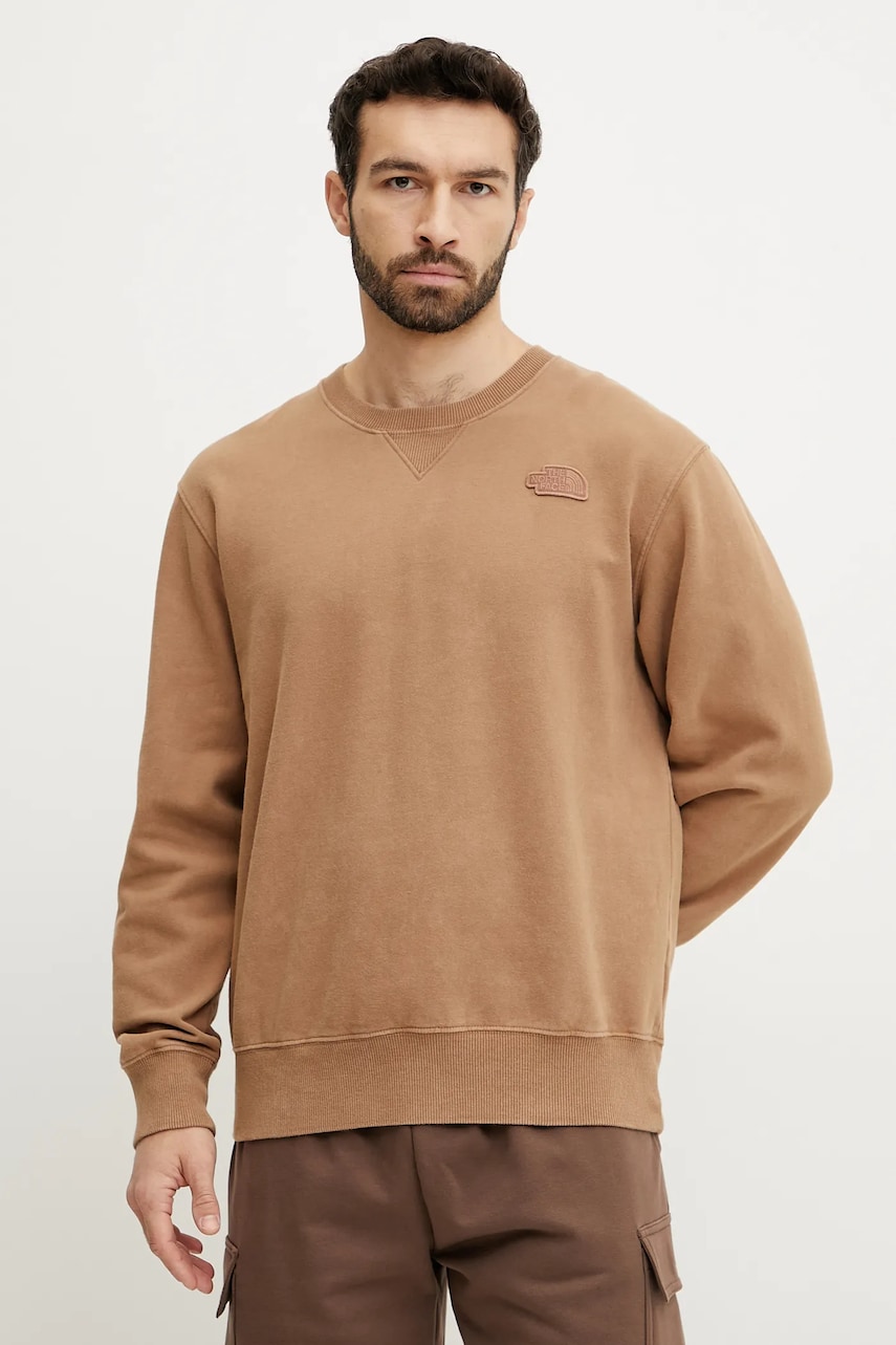 The North Face hanorac de bumbac Nature Relaxed barbati, culoarea maro, neted, NF0A8BW06IH1 The North Face hanorac de bumbac Nature Relaxed barbati, culoarea maro, neted, NF0A8BW06IH1