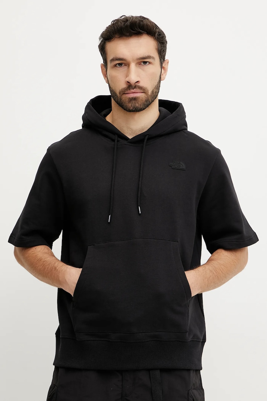 The North Face hanorac de bumbac Relaxed barbati, culoarea negru, cu glugă, neted, NF0A8BW1JK31 The North Face hanorac de bumbac Relaxed barbati, culoarea negru, cu glugă, neted, NF0A8BW1JK31