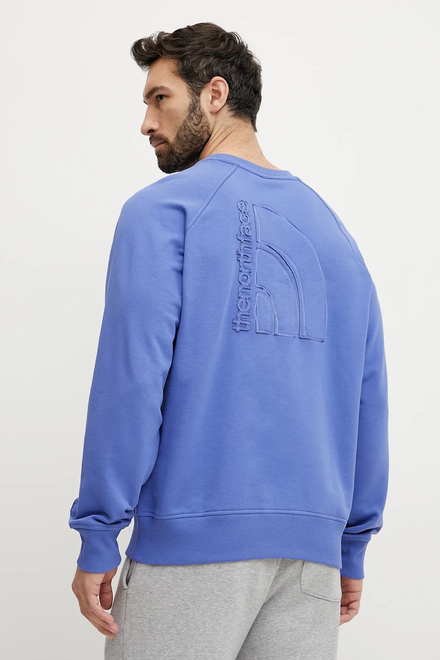 The North Face hanorac de bumbac Relaxed barbati, culoarea violet, cu imprimeu, NF0A8C366IF1 The North Face hanorac de bumbac Relaxed barbati, culoarea violet, cu imprimeu, NF0A8C366IF1
