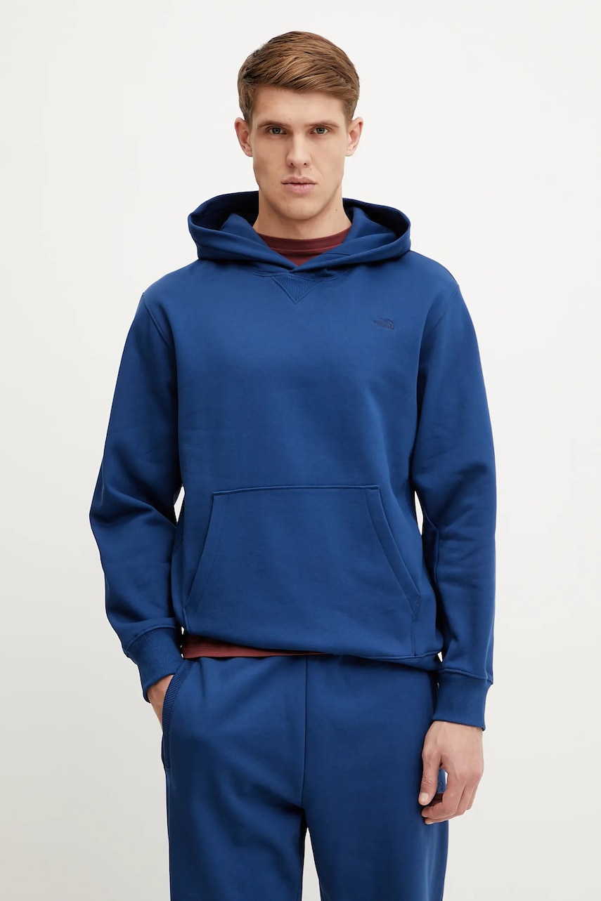 The North Face hanorac de bumbac Dome Relaxed barbati, culoarea albastru marin, cu glugă, neted, NF0A8C43D1R1 The North Face hanorac de bumbac Dome Relaxed barbati, culoarea albastru marin, cu glugă, neted, NF0A8C43D1R1