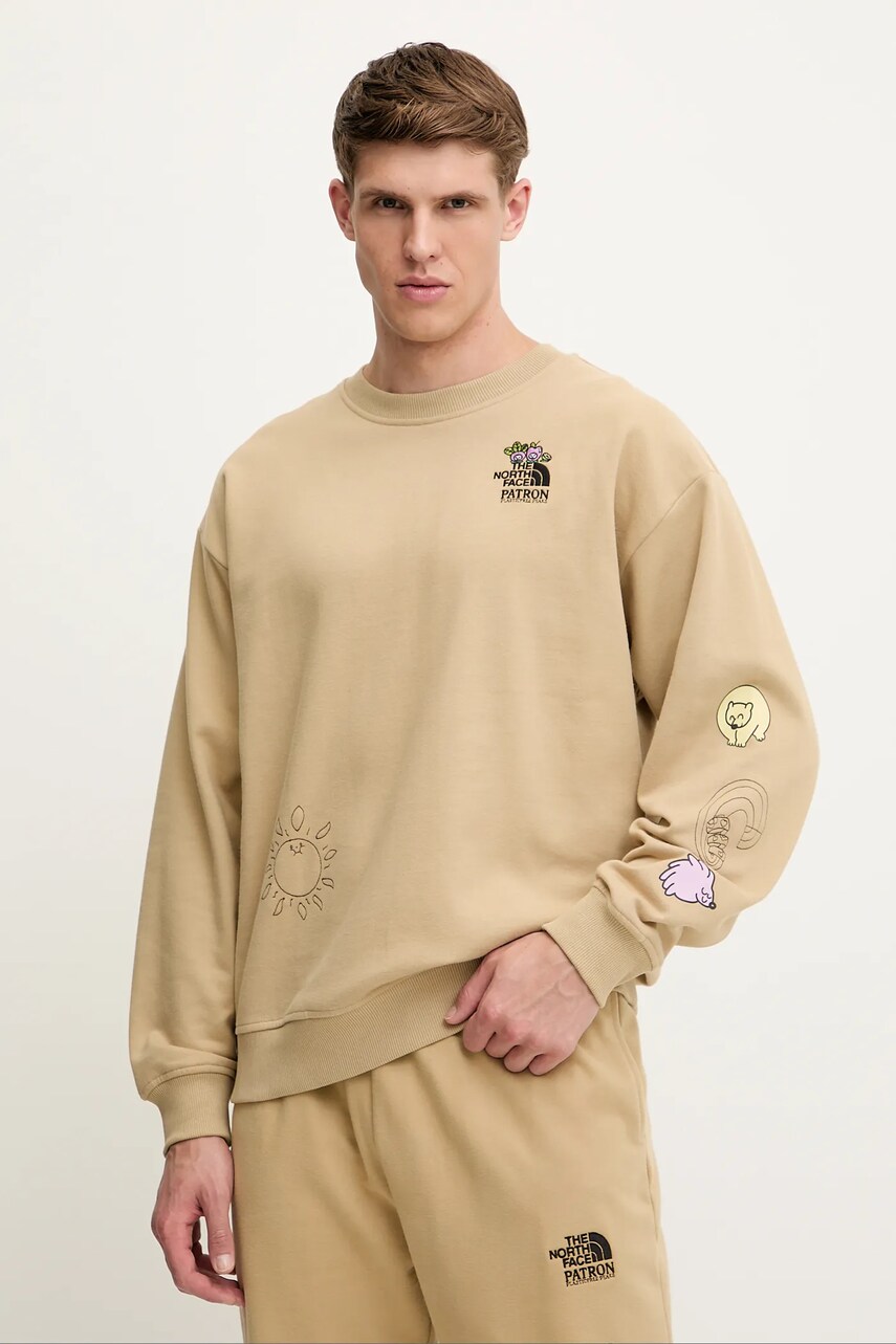 The North Face hanorac de bumbac Mountain Cleanup culoarea verde, cu imprimeu, NF0A8C2ULK51