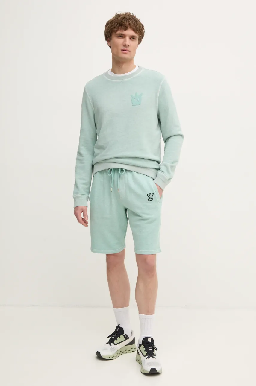 Хлопковая кофта ZADIG&VOLTAIRE мужская цвет бирюзовый однотонная JMSS00217 Хлопковая кофта ZADIG&VOLTAIRE мужская цвет бирюзовый однотонная JMSS00217