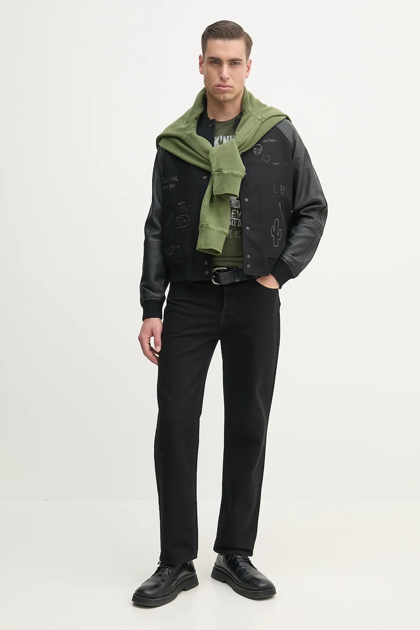 Хлопковая кофта ZADIG&VOLTAIRE мужская цвет зелёный с капюшоном с аппликацией JMSS01253 Хлопковая кофта ZADIG&VOLTAIRE мужская цвет зелёный с капюшоном с аппликацией JMSS01253