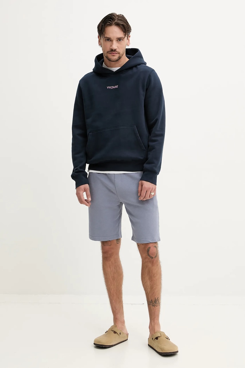 Кофта ZADIG&VOLTAIRE мужская цвет синий с капюшоном с принтом JMSS01254 Кофта ZADIG&VOLTAIRE мужская цвет синий с капюшоном с принтом JMSS01254
