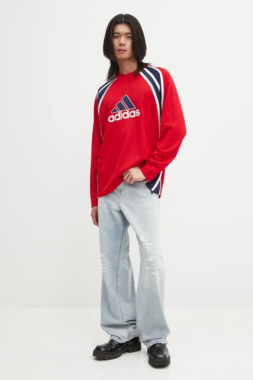 Лонгслив adidas Originals Warm-Up Top цвет красный узор JD5376 Лонгслив adidas Originals Warm-Up Top цвет красный узор JD5376
