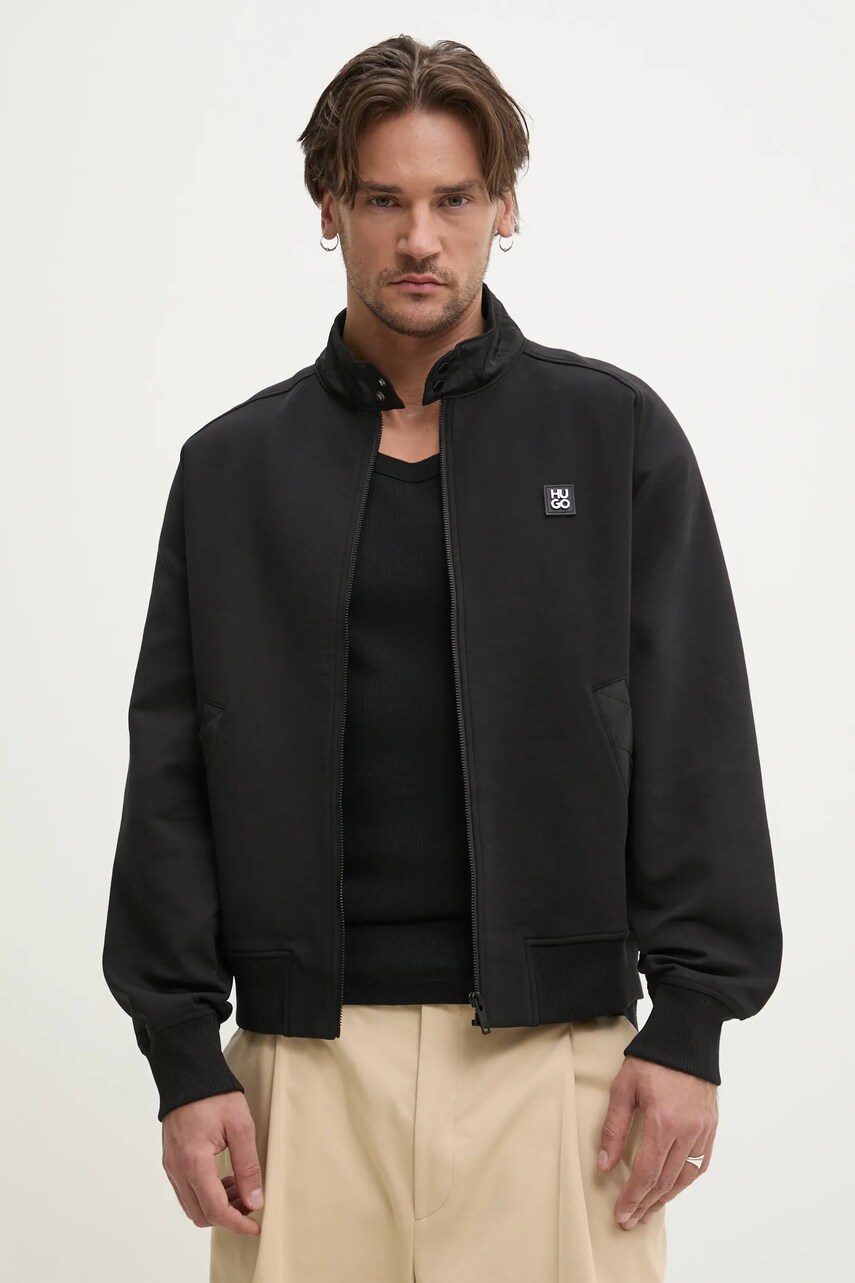 HUGO bluza barbati, culoarea negru, cu imprimeu, 50536336