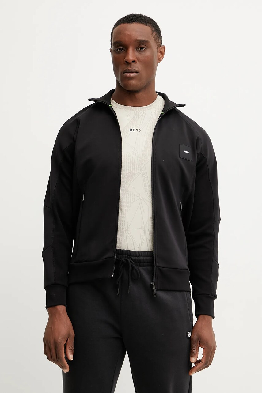 BOSS Green bluză bărbați, culoarea negru, uni, 50537205