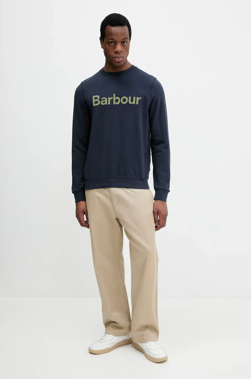 Хлопковая кофта Barbour Pique Applique Crew Sweatshirt мужская цвет синий меланж MOL0670 Хлопковая кофта Barbour Pique Applique Crew Sweatshirt мужская цвет синий меланж MOL0670