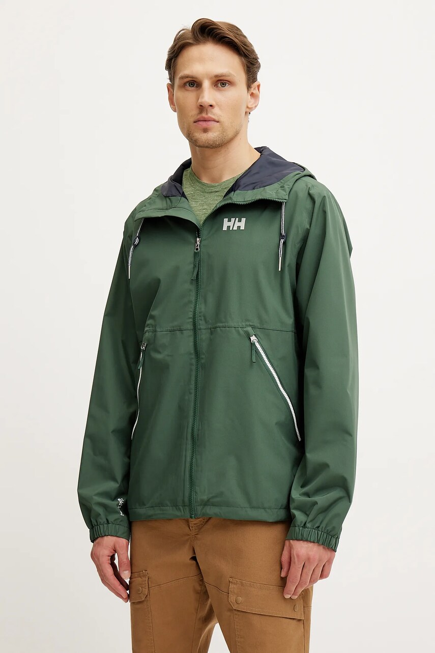 Levně Nepromokavá bunda Helly Hansen Sandoy pánská, zelená barva, 54320