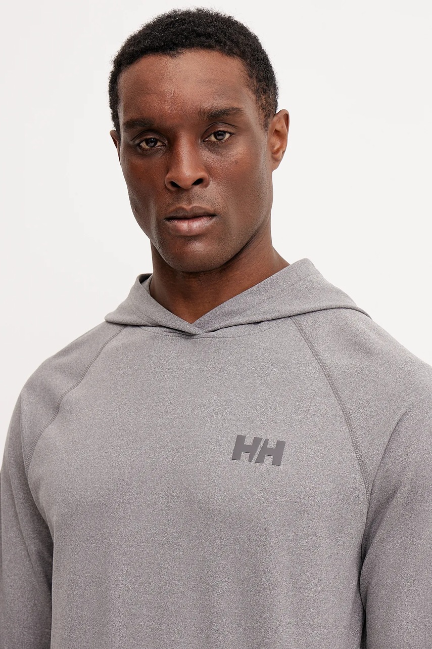 Αθλητική μπλούζα Helly Hansen Tyri χρώμα: γκρι, με κουκούλα, 63399 φωτογραφία