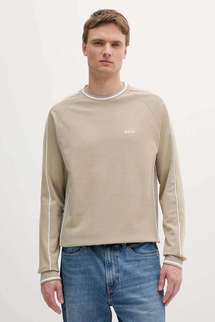 BOSS bluză lounge culoarea bej, cu imprimeu, 50540778