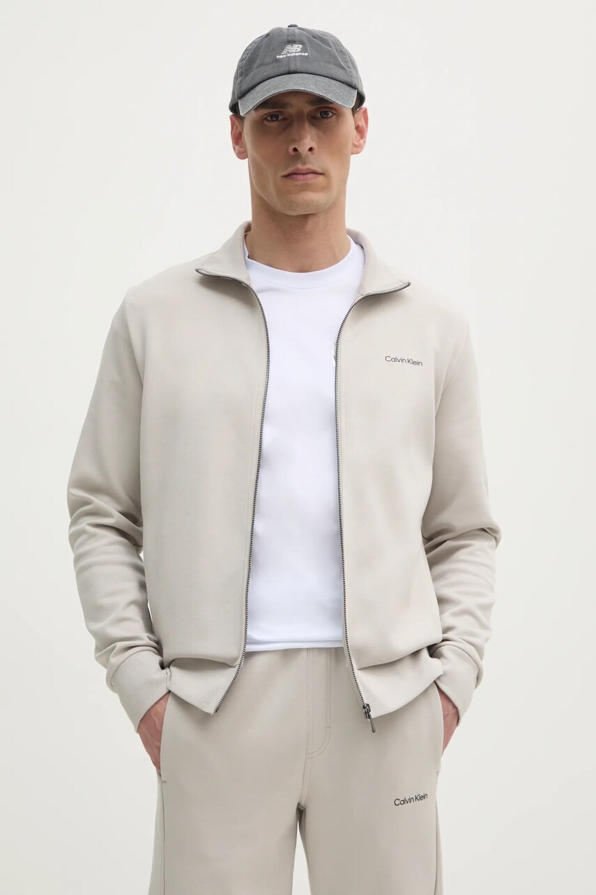 Levně Mikina Calvin Klein pánská, béžová barva, hladká, K10K114487