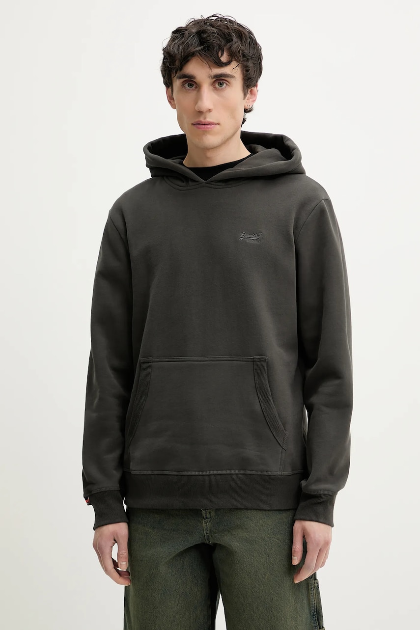Superdry bluza barbati, culoarea gri, cu glugă, neted, M2014168A-06A