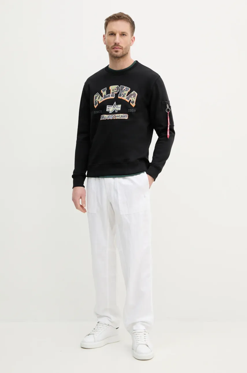 Кофта Alpha Industries College Camo Sweater мужская цвет чёрный с принтом 146306 Кофта Alpha Industries College Camo Sweater мужская цвет чёрный с принтом 146306