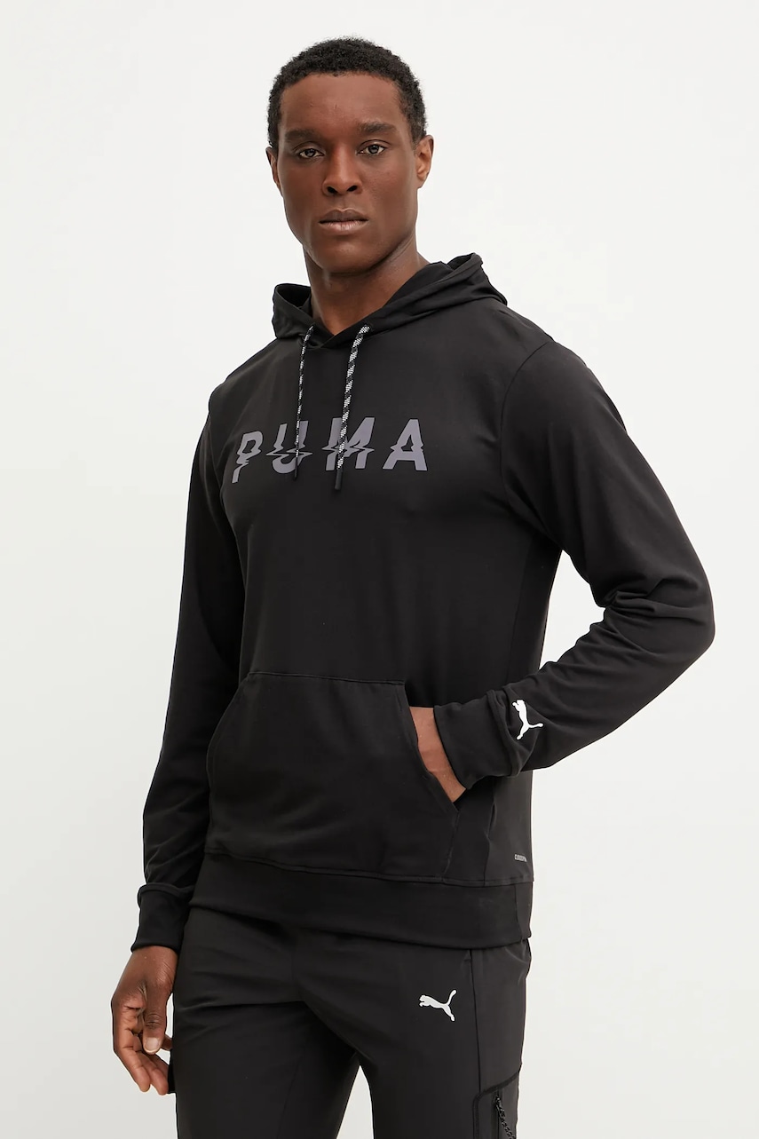 Puma hanorac de antrenament Cloudspun culoarea negru, cu glugă, cu imprimeu, 526678 Puma hanorac de antrenament Cloudspun culoarea negru, cu glugă, cu imprimeu, 526678