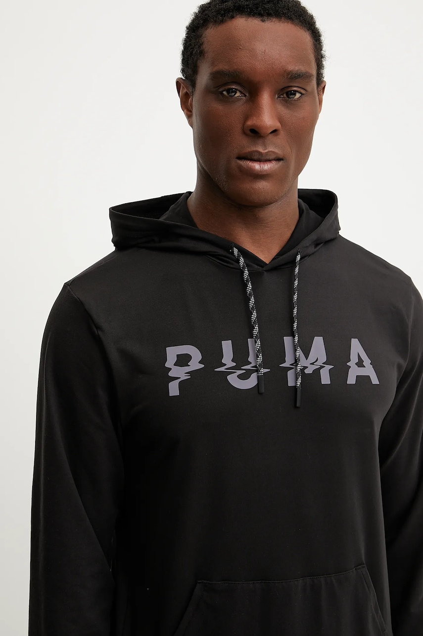 Φούτερ προπόνησης Puma Cloudspun χρώμα: μαύρο, με κουκούλα, 526678 φωτογραφία